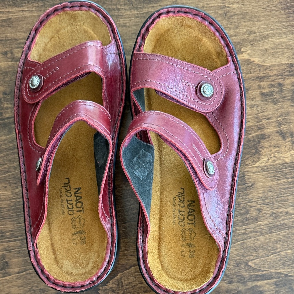 NAOT Women's Dark Red Leather Strap Sandals Size 38 ( US 7-7.5 ) - Picture 7 of 7